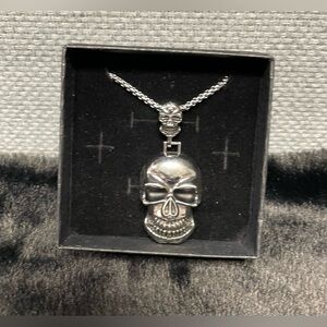 🆕 Men’s Silver Ghost Skull Pendant Chain/Necklace